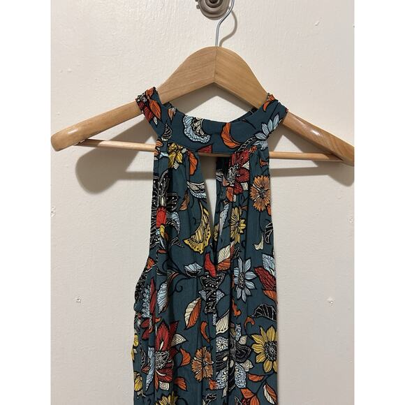 Anthropologie Geneva High Neck Floral Jumpsuit Green Tropical | S - Picture 5 of 5